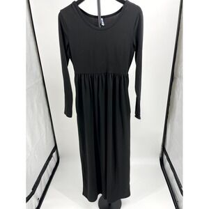 Dearcase Fit & Flare Dress Womens Medium Black Long Sleeve Round‎ Neck Pullover